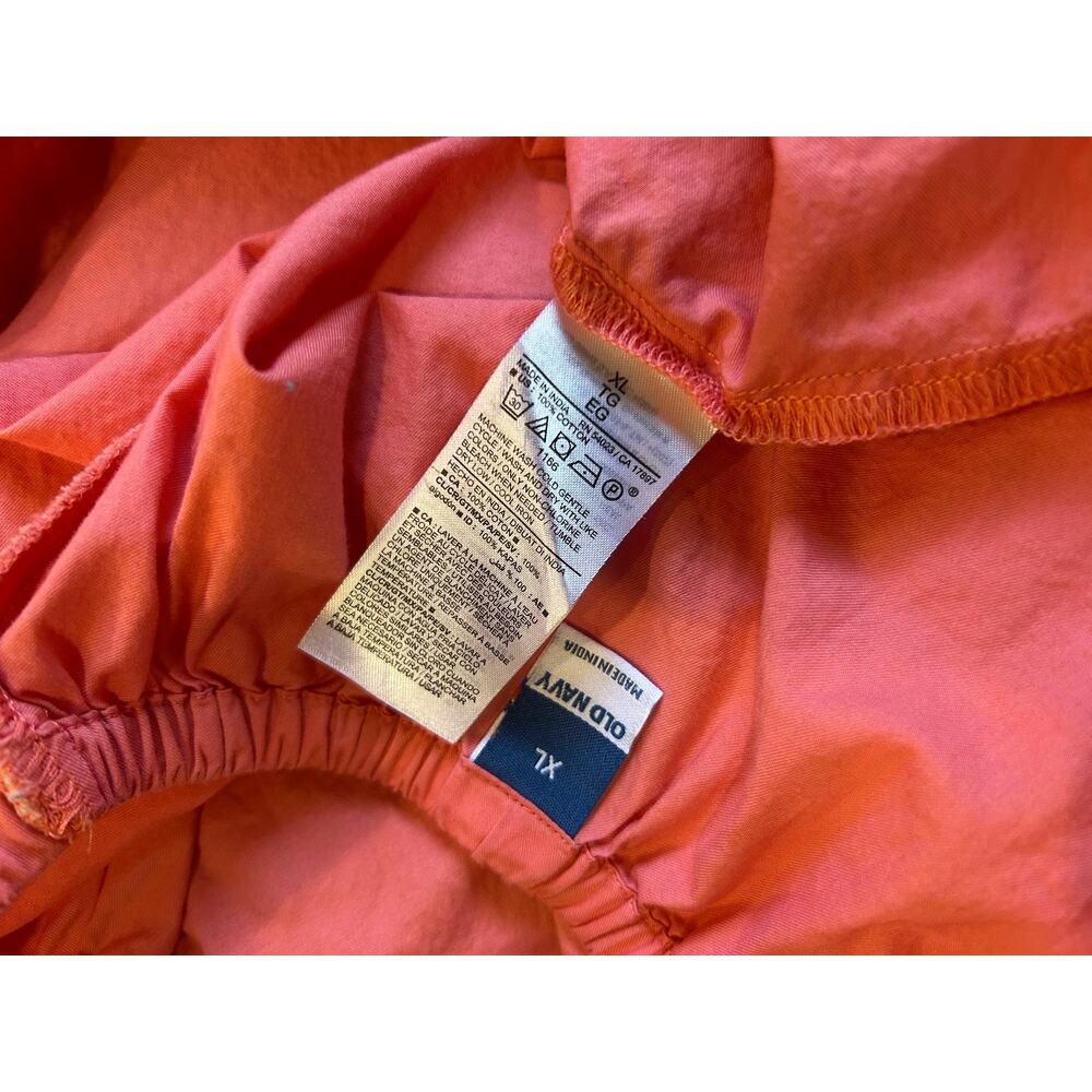 Old Navy Top Peasant Boho Summer SZ XL Coral Puffy Sleeves Peplum Relaxed Fit - Picture 8 of 10